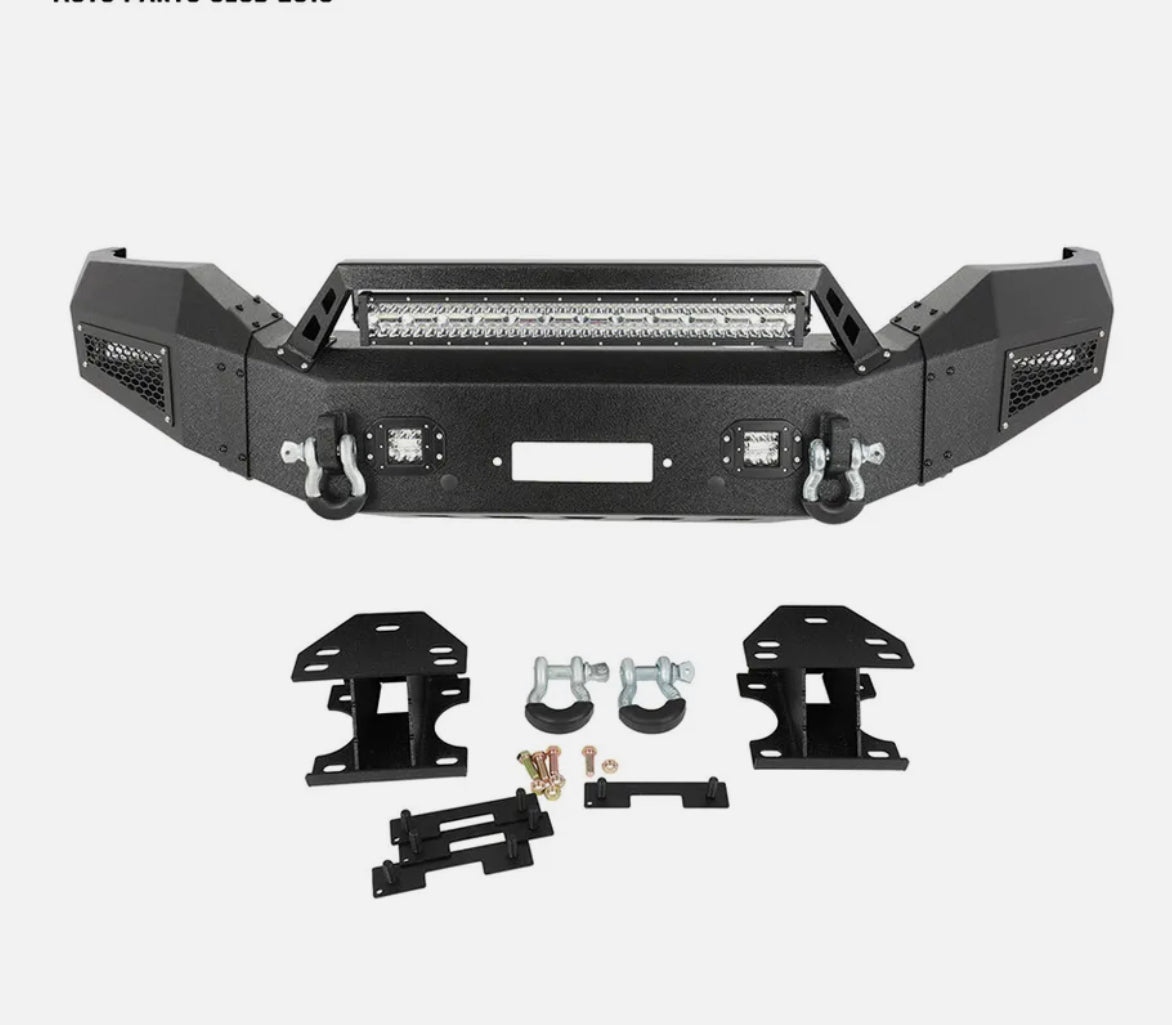 For 2016-2018 GMC Sierra 1500 Black Textured Front Bumper Steel with Winch Seat