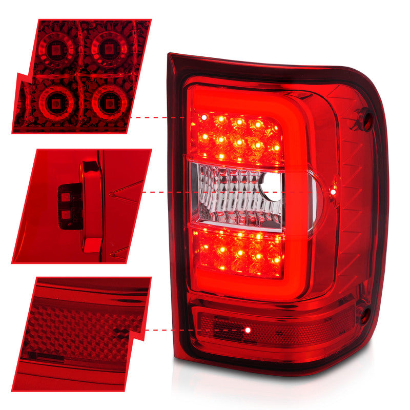 ANZO 2001-2011 Ford Ranger LED Tail Lights w/ Light Bar - 311393-C-Dub Tech