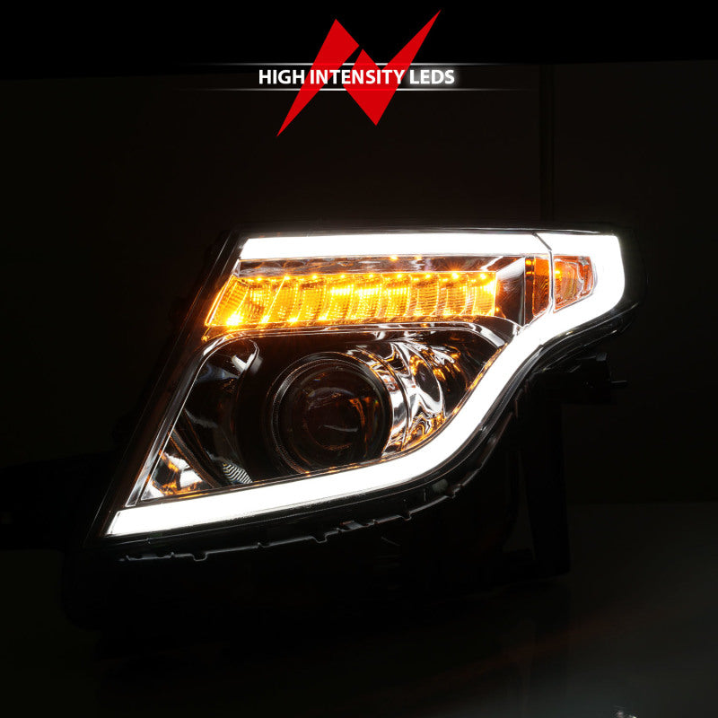 ANZO 11-15 Ford Explorer Projector Headlights w/ Light Bar Chrome - 111576-C-Dub Tech
