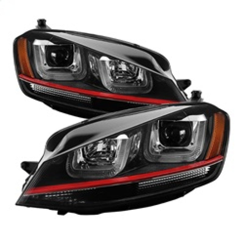 Spyder Volkswagen Golf VII 14-16 Projector Headlights DRL LED Red - 5080592