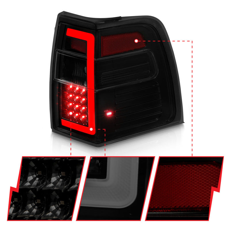 ANZO 07-17 Ford Expedition LED Taillights w/ Light Bar Black - 311409-C-Dub Tech