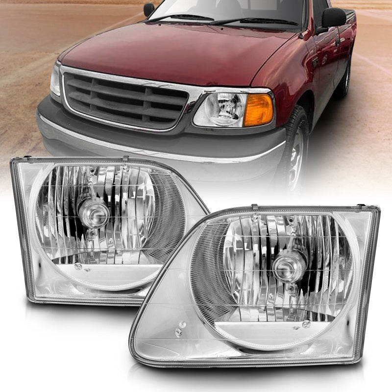 ANZO 1997-2003 Ford F-150 Crystal Headlights Chrome - 111030-C-Dub Tech
