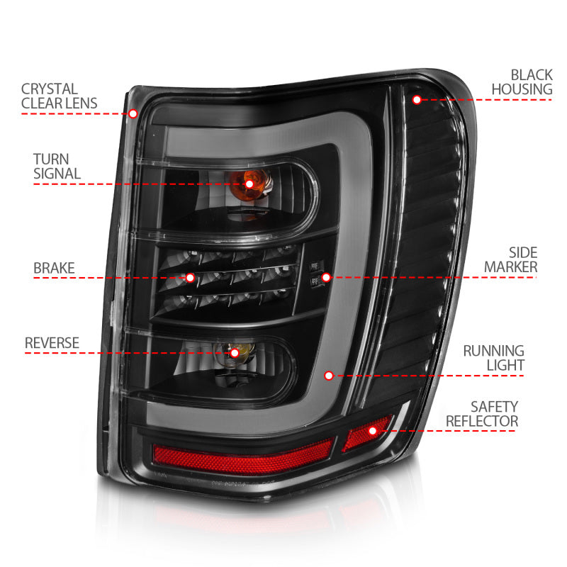 ANZO 1999-2004 Jeep Grand Cherokee LED Tail Lights w/ Light - 311394-C-Dub Tech