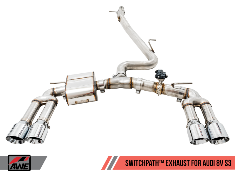 AWE Tuning Audi 8V S3 SwitchPath Exhaust w/Chrome Silver Tips - 3025-42068-C-Dub Tech