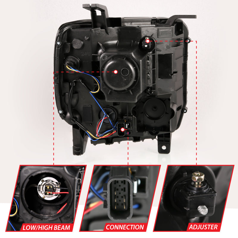 ANZO 2014-2015 Gmc Sierra 1500HD Projector Plank Style Headlight Black - 111450-C-Dub Tech
