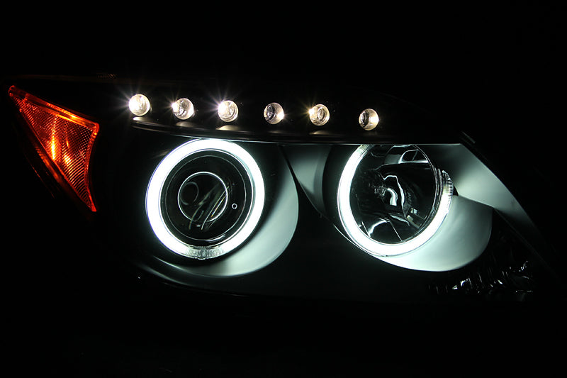 ANZO 2005-2010 Scion Tc Projector Headlights w/ Halo Black (CCFL) - 121119-C-Dub Tech