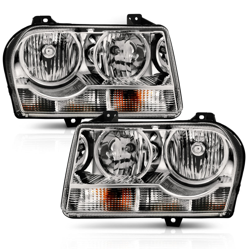 ANZO 2005-2010 Chrysler 300 Crystal Headlight Chrome Amber - 121529-C-Dub Tech