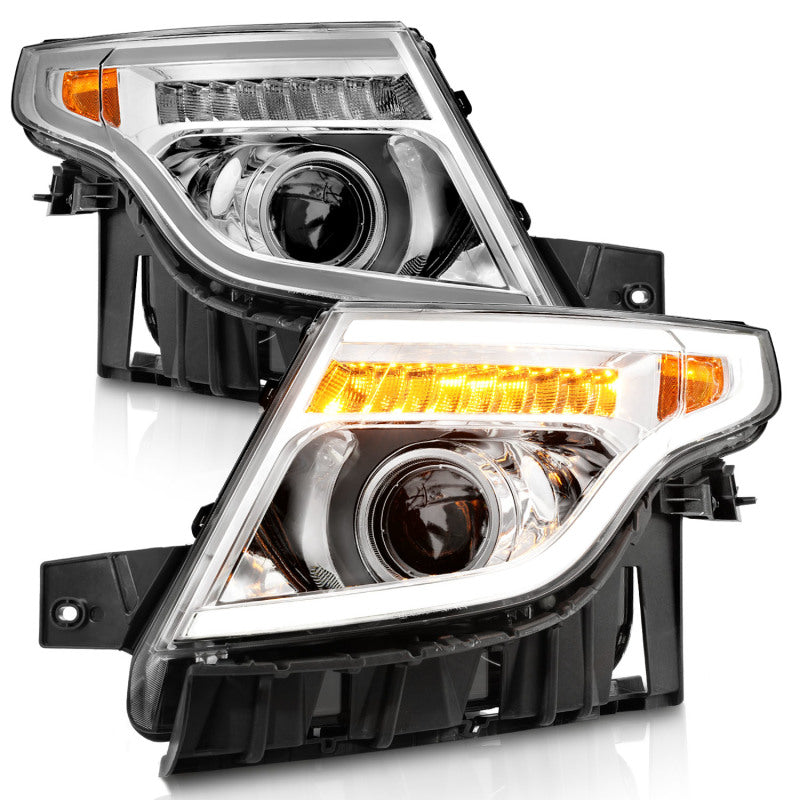 ANZO 11-15 Ford Explorer Projector Headlights w/ Light Bar Chrome - 111576-C-Dub Tech