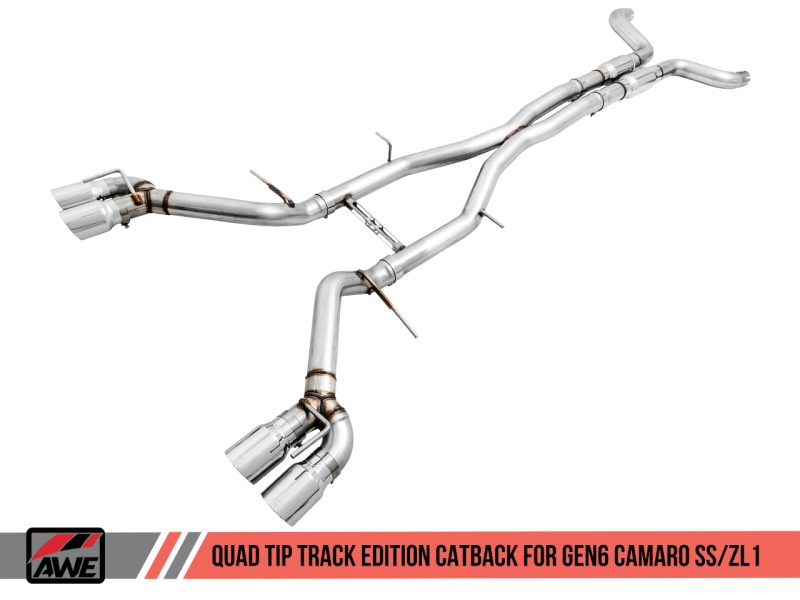 AWE Tuning 16-19 Chevy Camaro SS Resonated Cat-Back Exhaust -Track - 3015-42090-C-Dub Tech