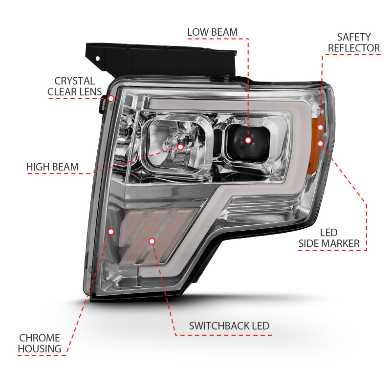 ANZO 2009-2013 Ford F-150 Projector Light Bar G4 Switchback H.L. - 111470-C-Dub Tech