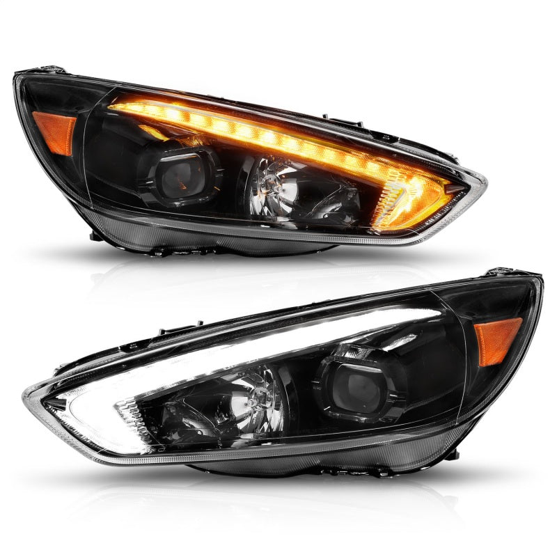 ANZO 15-18 Ford Focus Projector Headlights - w/ Light Bar - 121564-C-Dub Tech