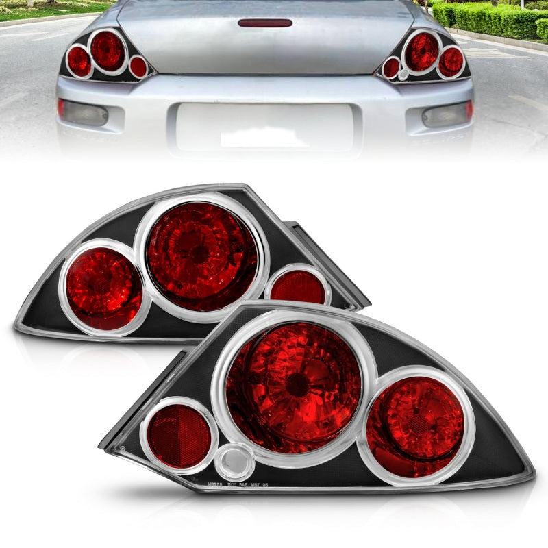 ANZO 2000-2005 Mitsubishi Eclipse Taillights Black - 221081-C-Dub Tech