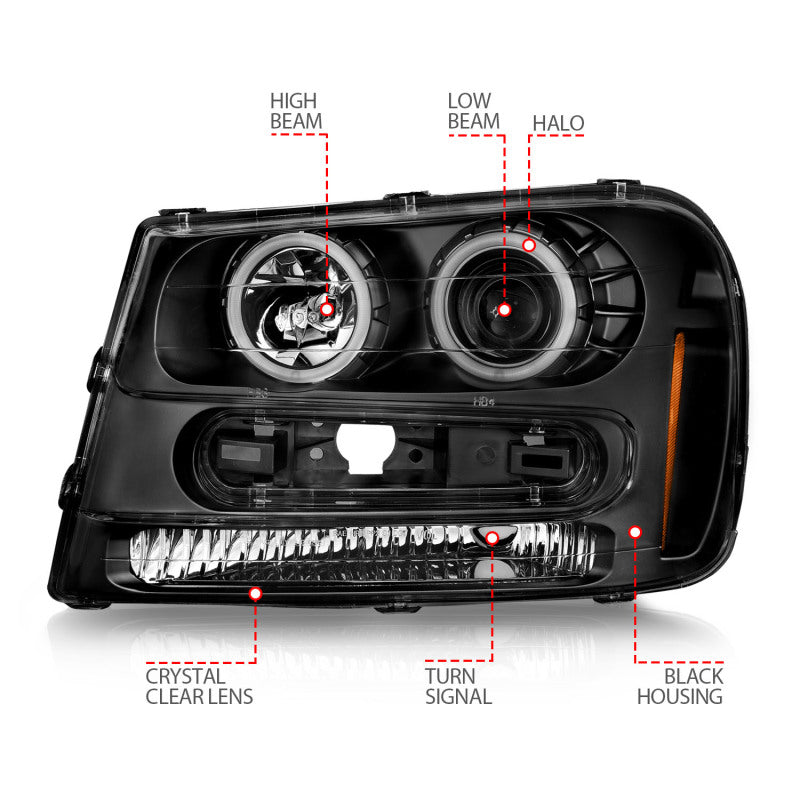 ANZO 02-09 Chevrolet Trailblazer (Will Not Fit 06-09 LT) Projector - 111572-C-Dub Tech