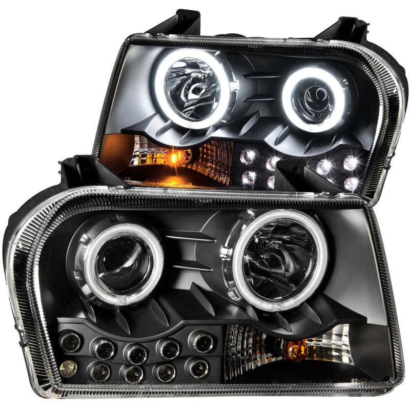 ANZO 2005-2010 Chrysler 300 Projector Headlights w/ Halo Black (Does - 121152-C-Dub Tech