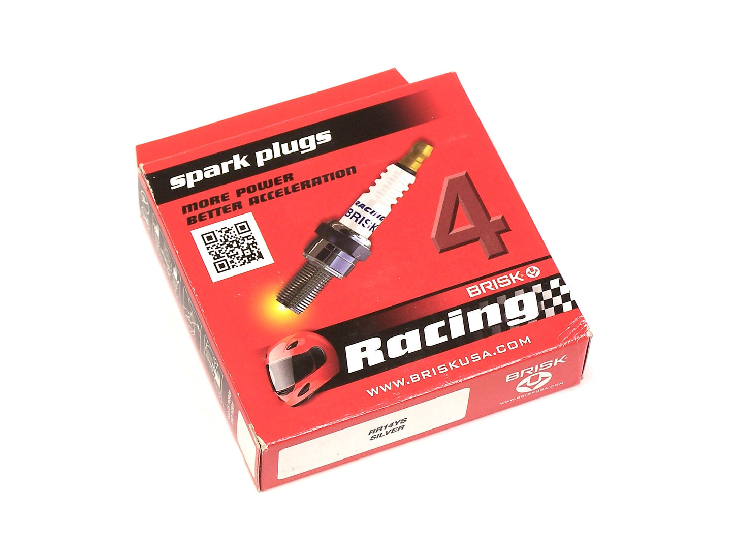 Brisk Silver Racing RR14YS Spark Plugs 4 Pack - Ford Focus ST 2013-2018, 2.0L Zetec, 2015 Mustang 2.3L - 1 Step Colder