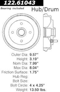 Centric Rear Brake Drum With Bearing - Ford Focus 2000-2008