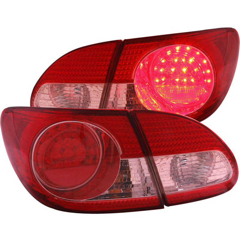 ANZO 2003-2008 Toyota Corolla LED Taillights Red Clear 4pc - 321190-C-Dub Tech
