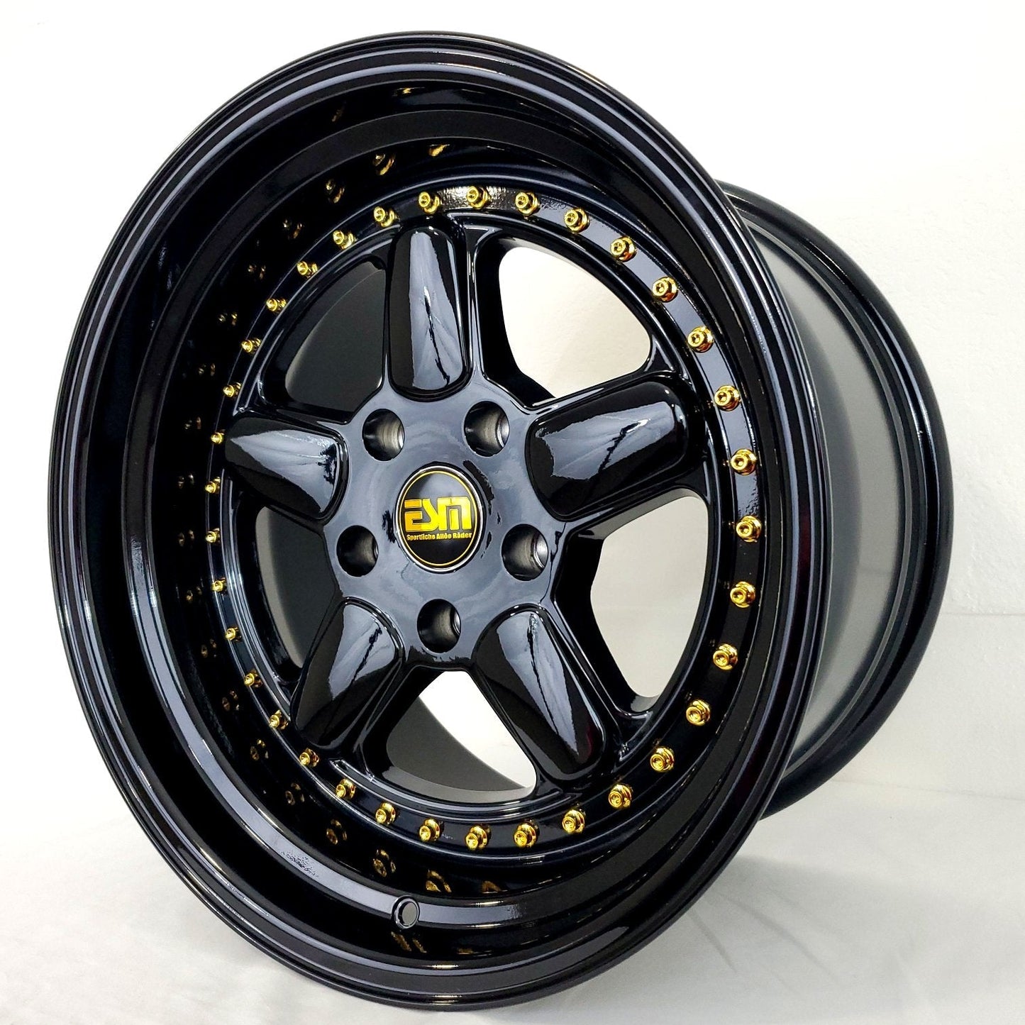 ESM Wheels - ESM005R Gloss Black Gold Rivets 17x10