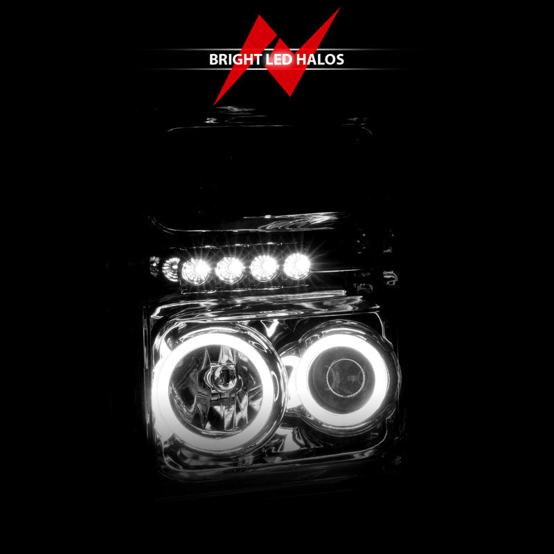 ANZO 2008-2010 Ford F-250 Projector Headlights w/ Halo Chrome (CCFL) - 111167-C-Dub Tech