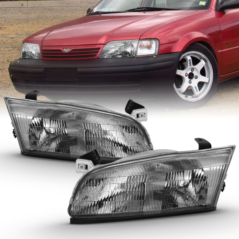 ANZO 1997-1999 Toyota Camry Crystal Headlight Chrome Amber(OE) - 121555-C-Dub Tech