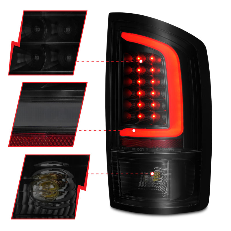 ANZO 2002-2006 Dodge Ram 1500 LED Tail Lights w/ Light - 311369-C-Dub Tech