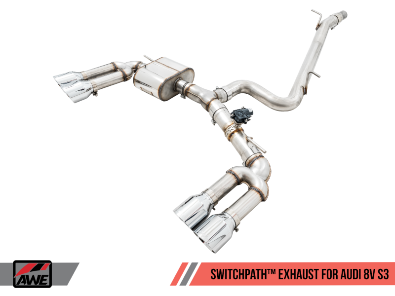 AWE Tuning Audi 8V S3 SwitchPath Exhaust w/Chrome Silver Tips - 3025-42068-C-Dub Tech