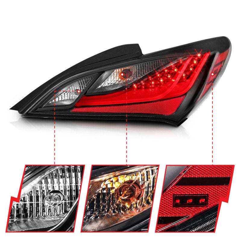 ANZO 10-13 Hyundai Genesis 2DR LED Taillights Smoke - 321347-C-Dub Tech