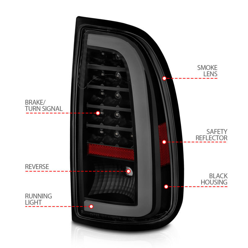 ANZO 00-06 Toyota Tundra LED Taillights w/ Light Bar Black - 311412-C-Dub Tech