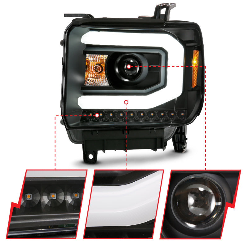 ANZO GMC SIERRA 1500 14-15 2500H/15-19 Projector Headlight Plank Style - 111487-C-Dub Tech