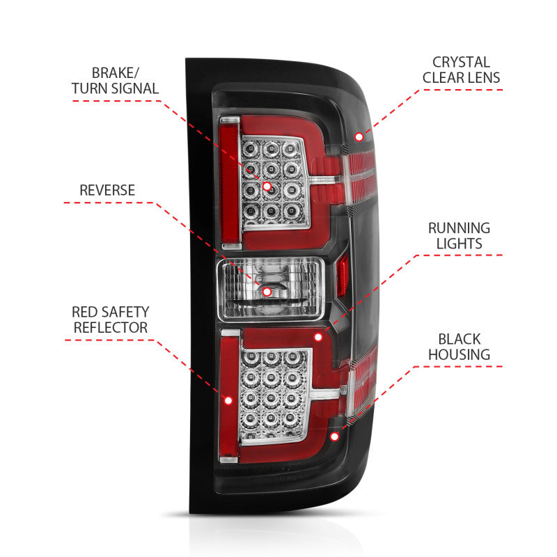 ANZO 2014-2018 Chevy Silverado 1500 LED Taillights Black - 311289-C-Dub Tech