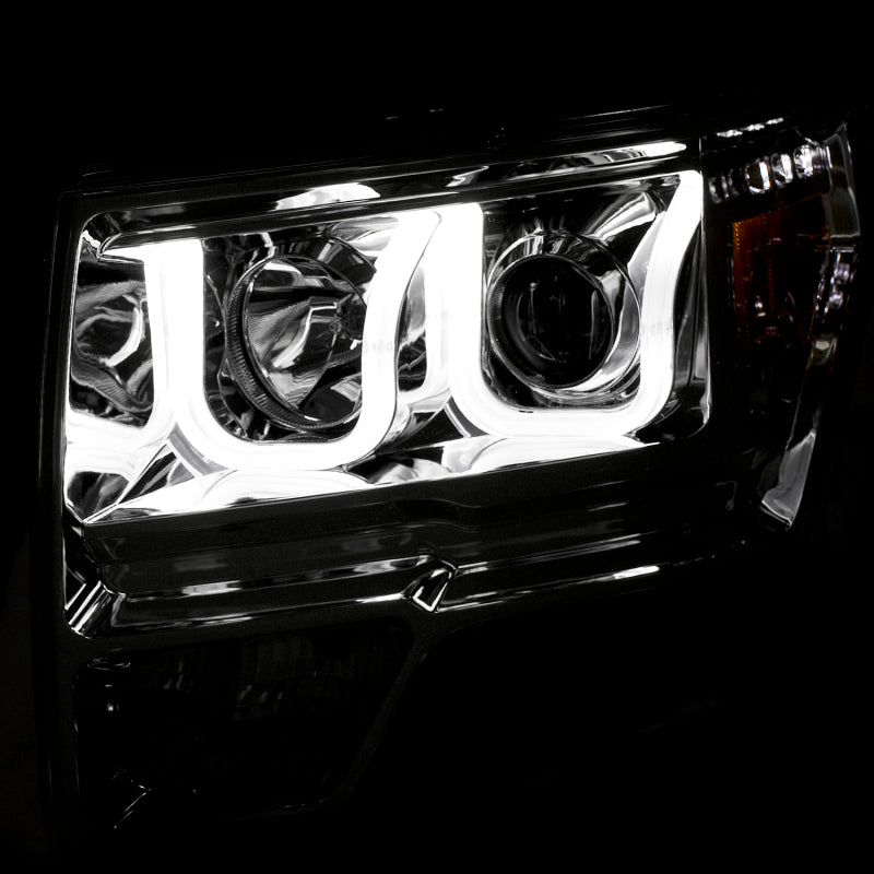 ANZO 2009-2014 Ford F-150 Projector Headlights w/ U-Bar Chrome Amber - 111352-C-Dub Tech