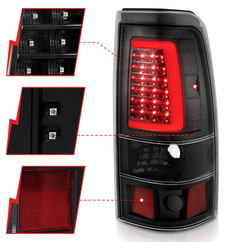 ANZO 2003-2006 Chevy Silverado 1500 LED Taillights Plank Style Black - 311333-C-Dub Tech