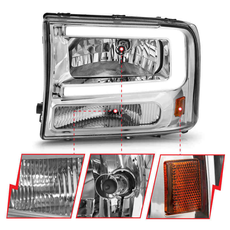 ANZO 99-04 Ford F250/F350/F450/Excursion (excl. 99) Crystal Headlights - w/ - 111550-C-Dub Tech