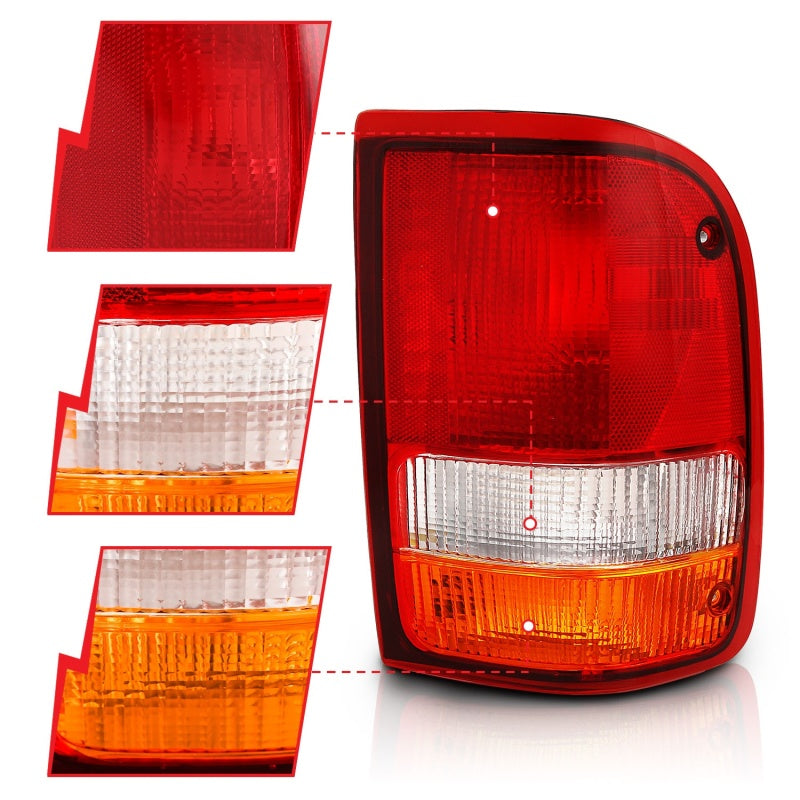 ANZO 1993-1997 Ford Ranger Tail Light Red/Cear (OE) - 311310-C-Dub Tech