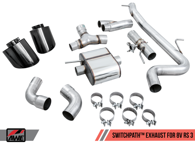 AWE Tuning 17-19 Audi RS3 8V SwitchPath Exhaust w/Diamond Black - 3025-33034-C-Dub Tech