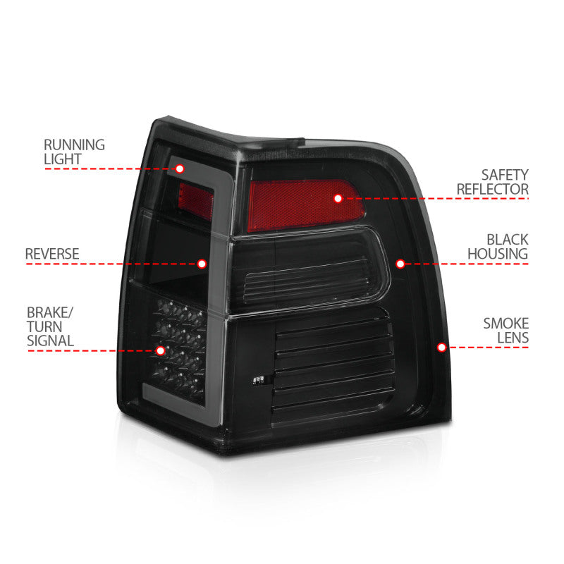 ANZO 07-17 Ford Expedition LED Taillights w/ Light Bar Black - 311409-C-Dub Tech