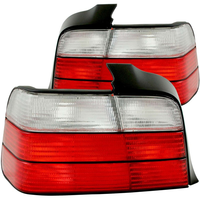 ANZO 1992-1998 BMW 3 Series E36 Sedan Taillights Red/Clear - 221216-C-Dub Tech