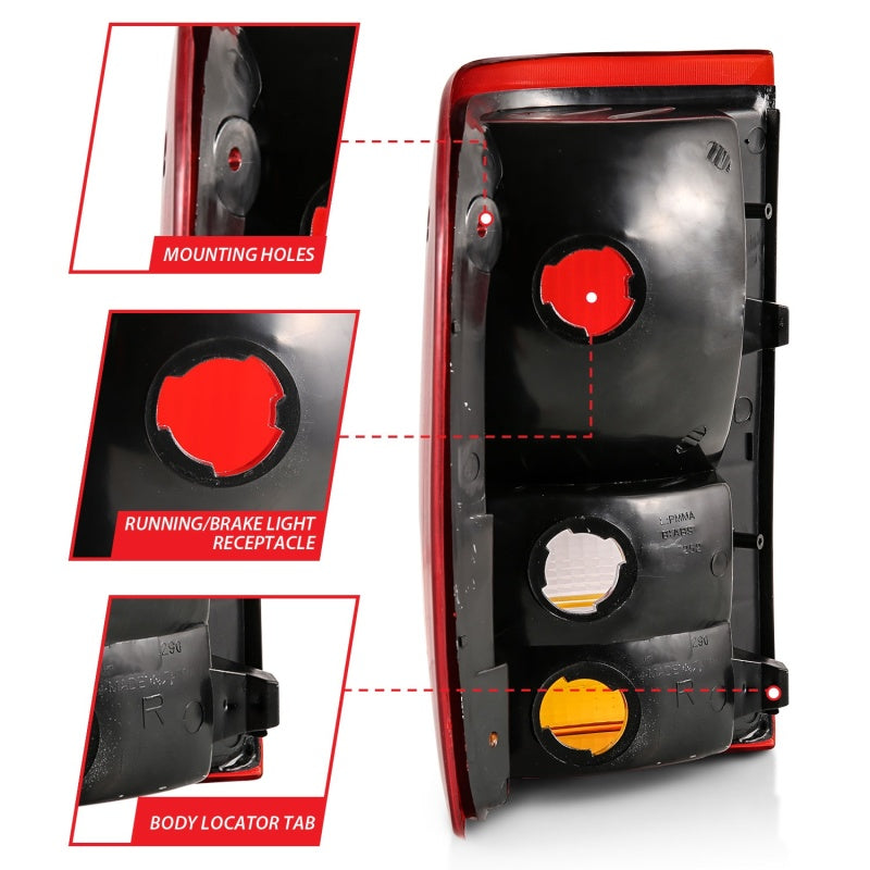 ANZO 1993-1997 Ford Ranger Tail Light Red/Cear (OE) - 311310-C-Dub Tech