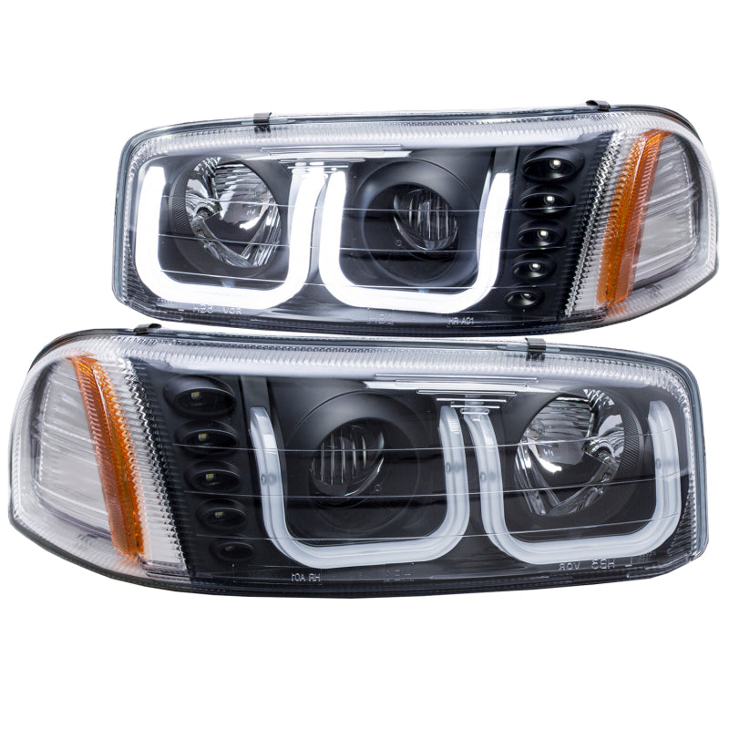 ANZO 1999-2006 Gmc Sierra 1500 Projector Headlights w/ U-Bar Black - 111303-C-Dub Tech