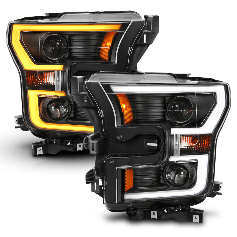 ANZO 2015-2017 Ford F-150 Projector Headlights w/ Plank Style Switchback - 111357-C-Dub Tech