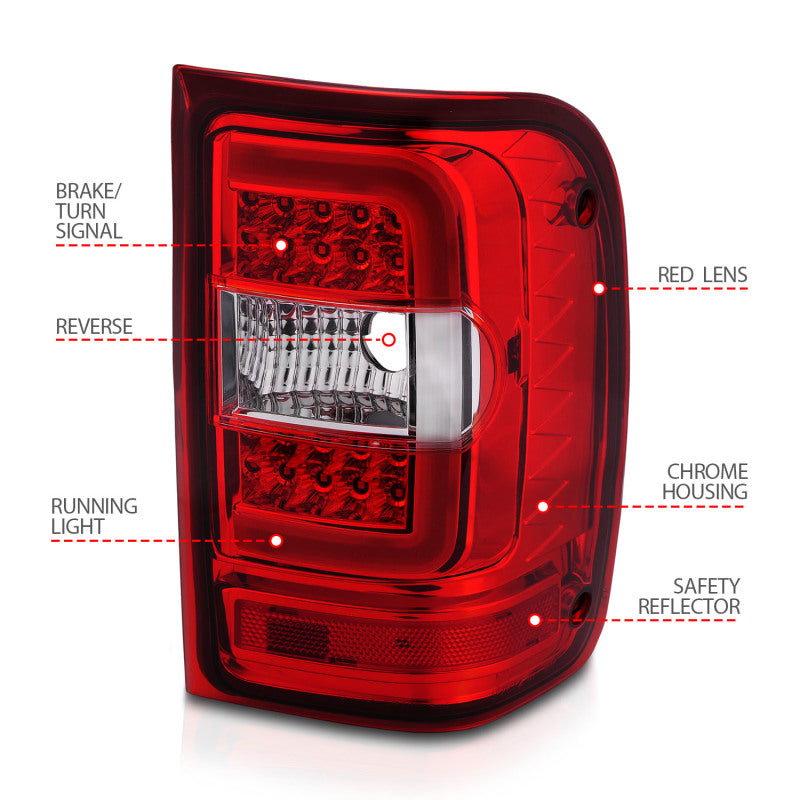ANZO 2001-2011 Ford Ranger LED Tail Lights w/ Light Bar - 311393-C-Dub Tech