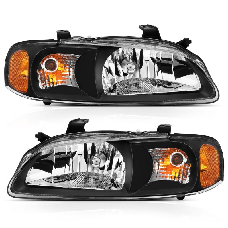 ANZO 2000-2002 Nissan Sentra Crystal Headlight Black Amber Reflector - 121536-C-Dub Tech