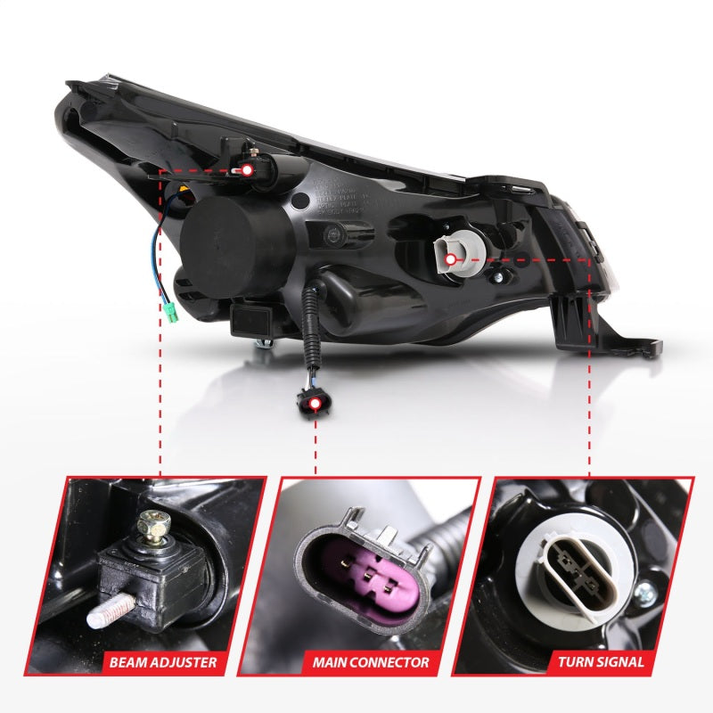 ANZO 2008-2011 Ford Focus Projector Headlights Black - 121272-C-Dub Tech