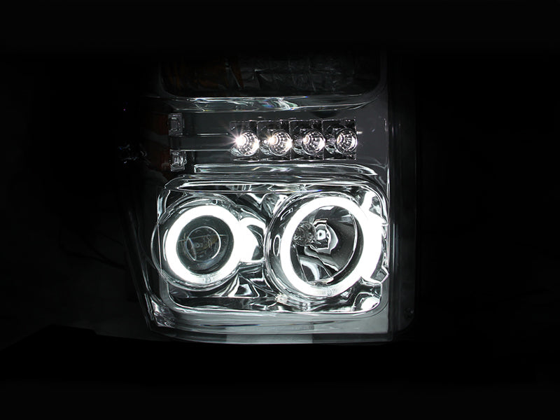 ANZO 2008-2010 Ford F-250 Projector Headlights w/ Halo Chrome (CCFL) - 111167-C-Dub Tech