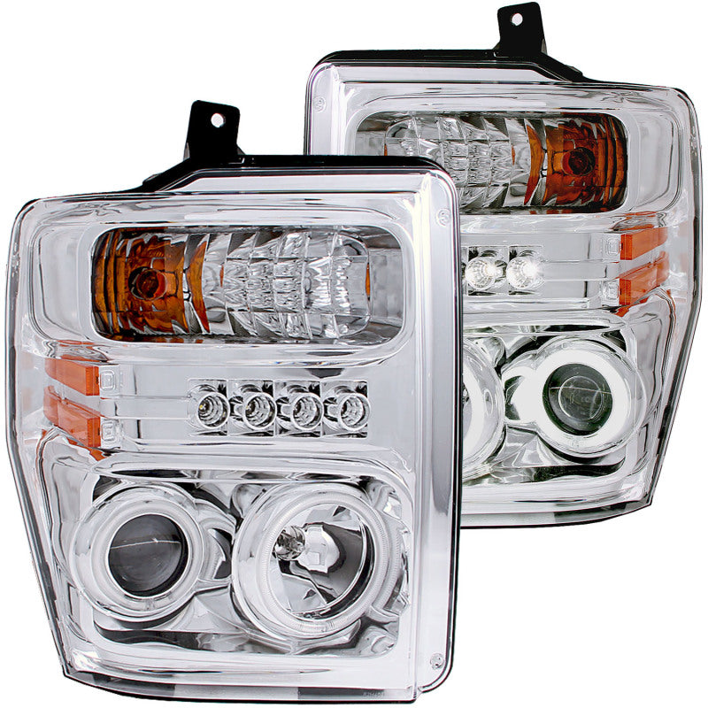 ANZO 2008-2010 Ford F-250 Projector Headlights w/ Halo Chrome (CCFL) - 111167-C-Dub Tech