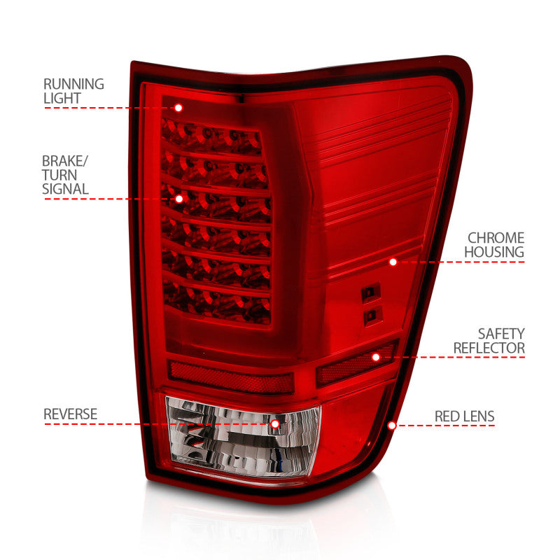 Anzo 04-15 Nissan Titan Full LED Tailights Chrome Housing Red/Clear - 311422-C-Dub Tech