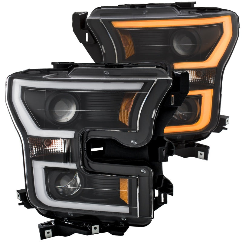 ANZO 2015-2017 Ford F-150 Projector Headlights w/ Plank Style Switchback - 111357-C-Dub Tech