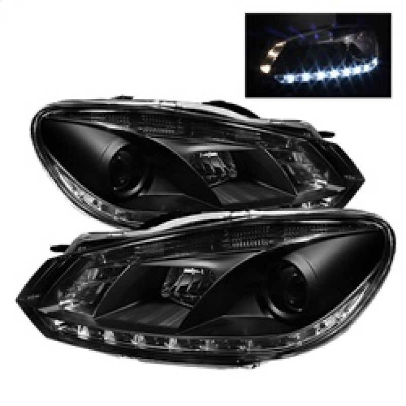Spyder Volkswagen Golf/GTI 10-13 Projector Headlights Halogen Model- DRL Blk - 5012111