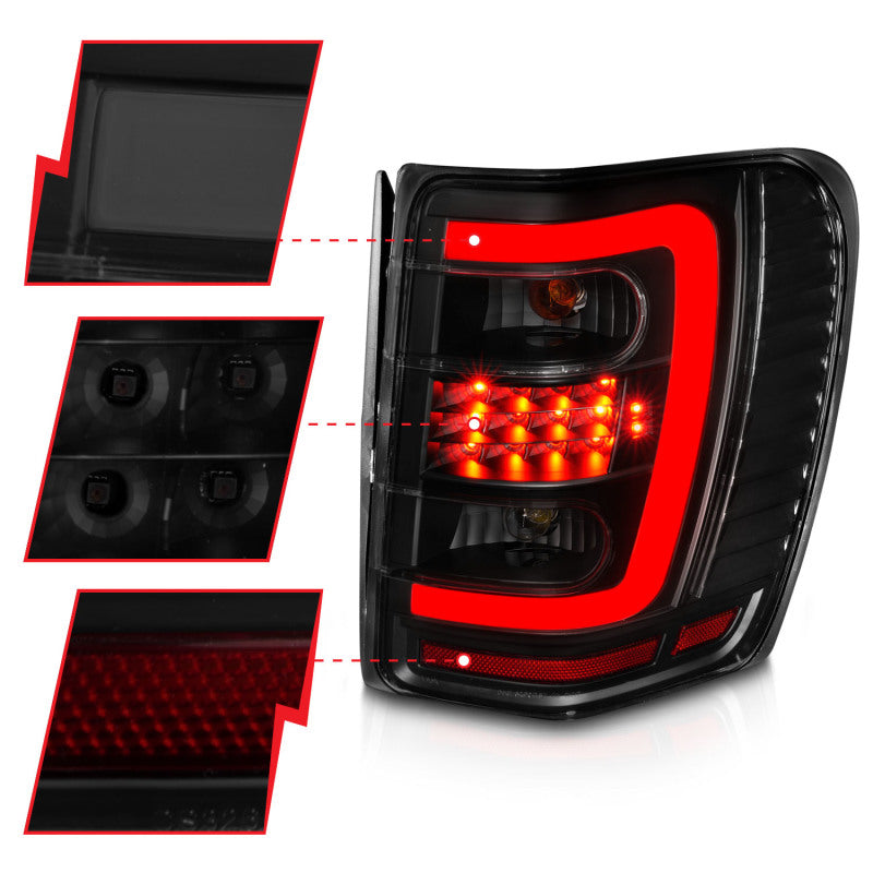 ANZO 1999-2004 Jeep Grand Cherokee LED Tail Lights w/ Light - 311395-C-Dub Tech