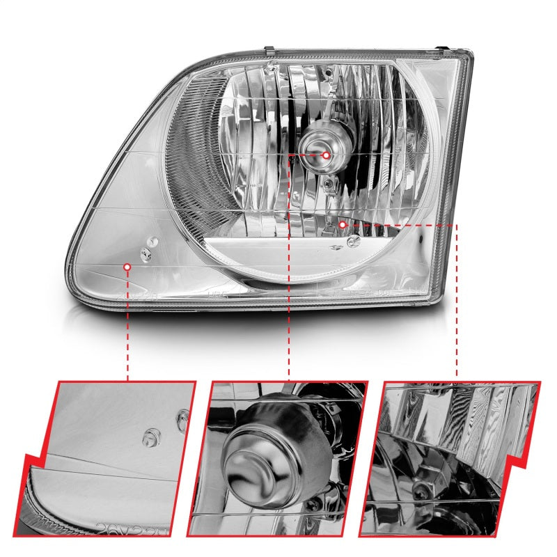 ANZO 1997-2003 Ford F-150 Crystal Headlights Chrome - 111030-C-Dub Tech